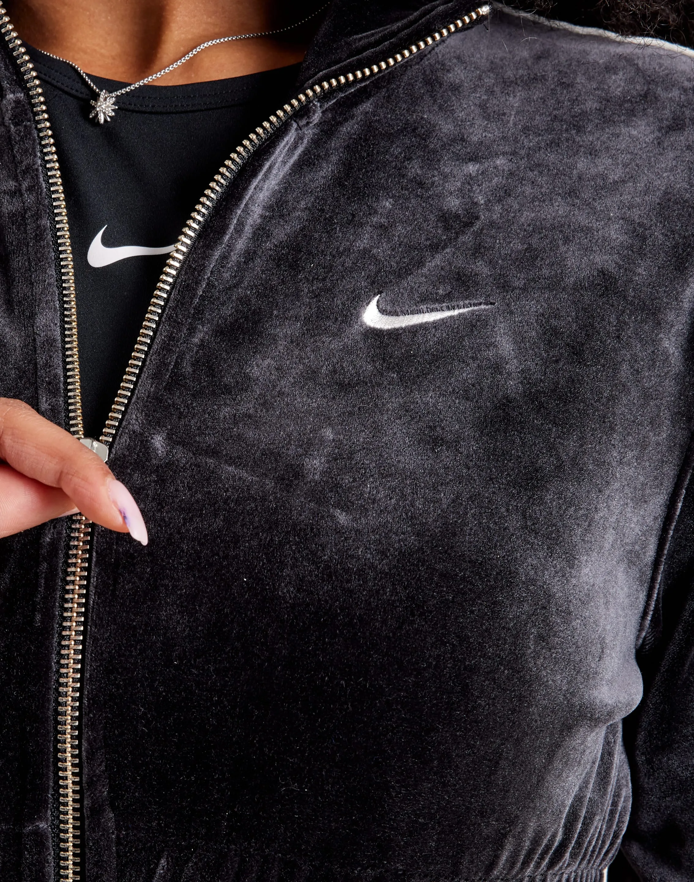 Nike Cropped Velour Full-Zip Top
