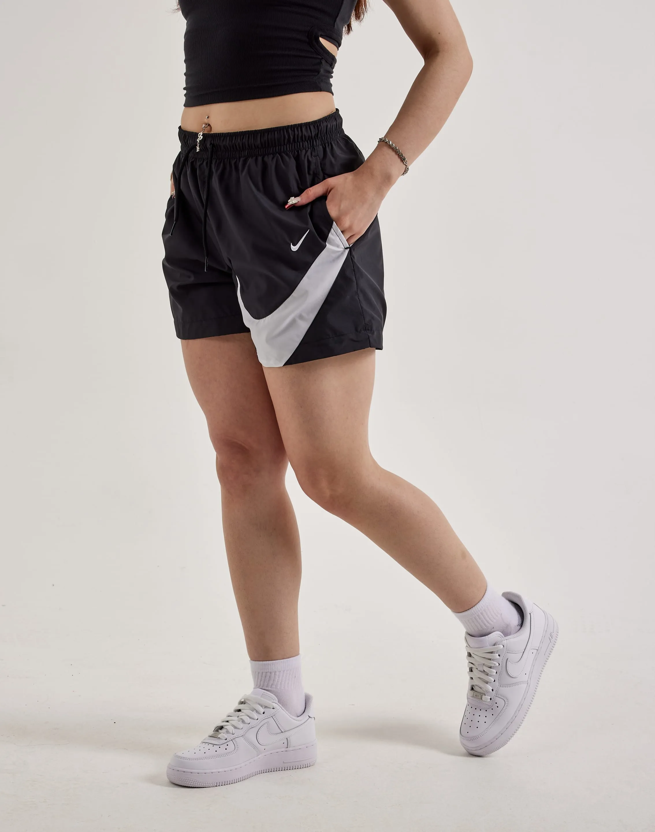 Nike Mid-Rise Woven Logo Shorts