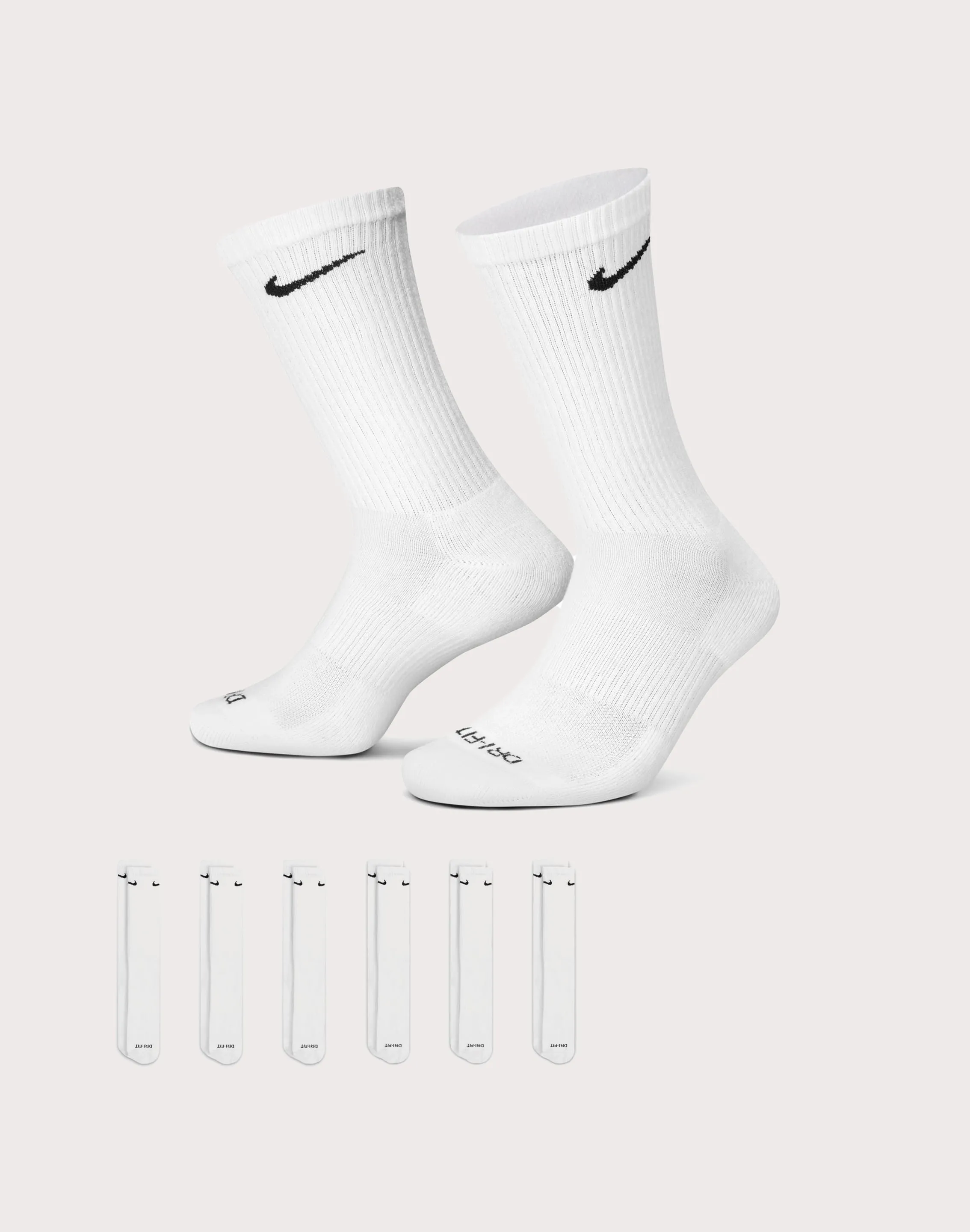 Nike Nike Everyday Plus Cushioned White Training Crew Socks (6 Pairs)