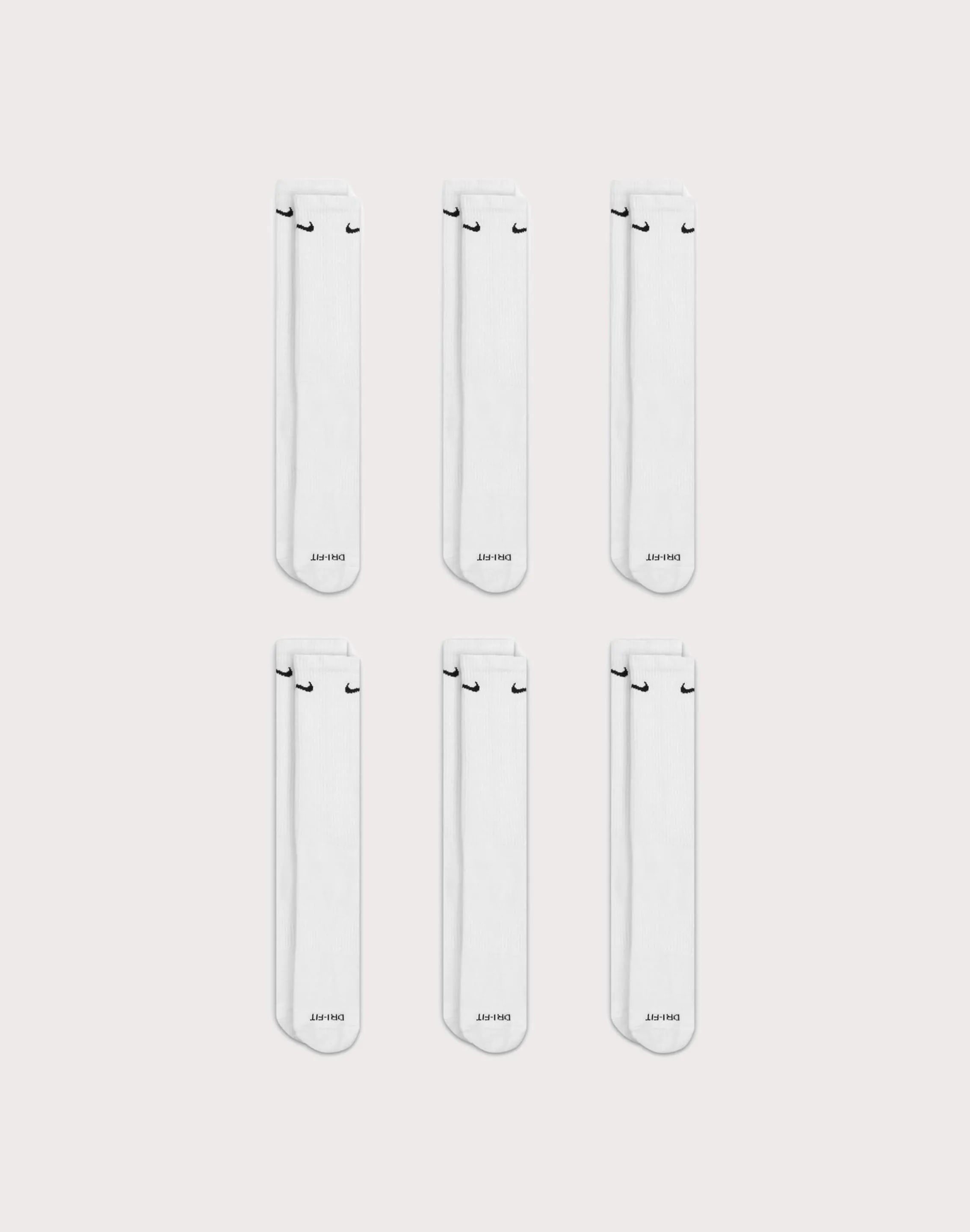 Nike Nike Everyday Plus Cushioned White Training Crew Socks (6 Pairs)