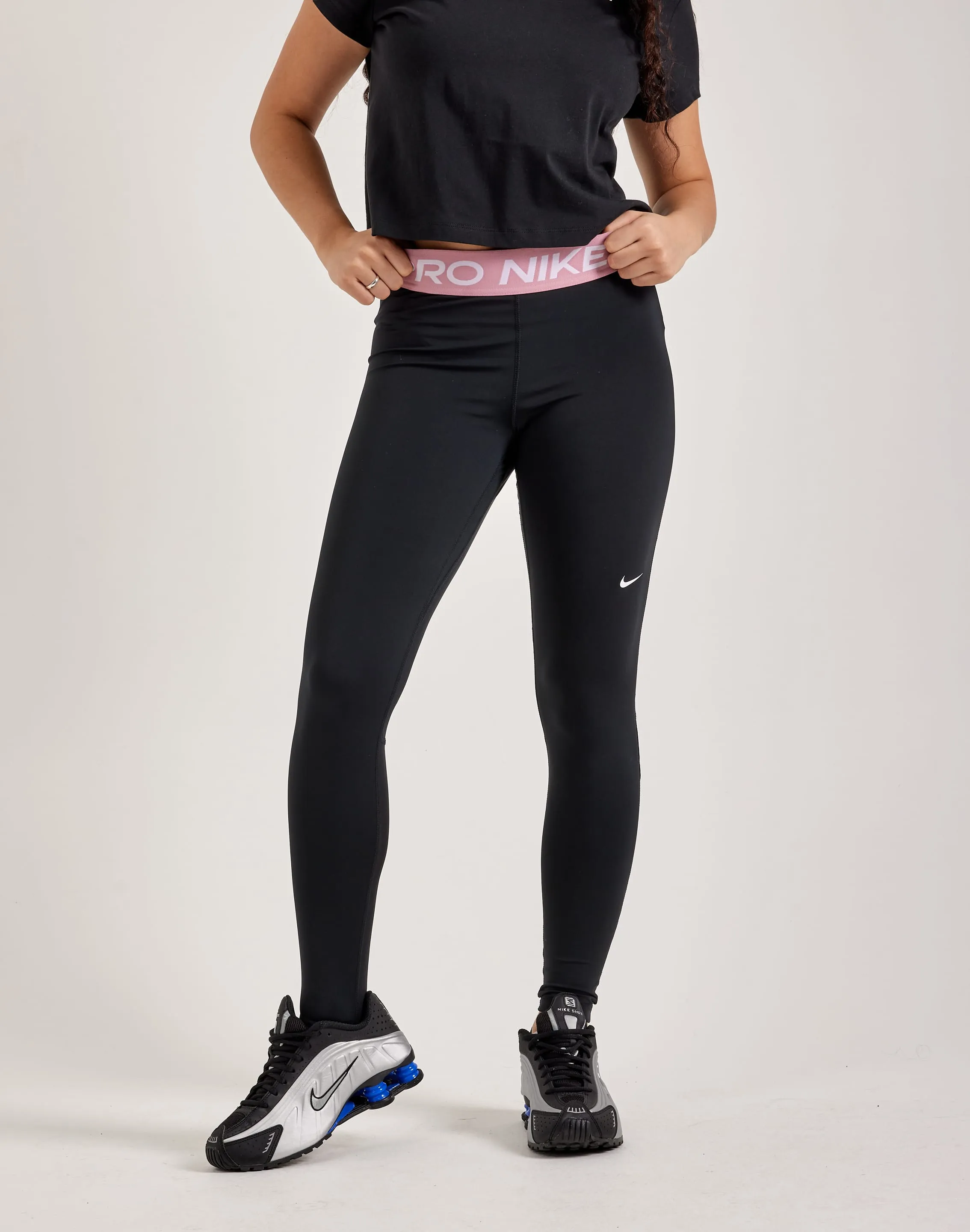 Nike Pro Mid-Rise Mesh-Paneled Leggings