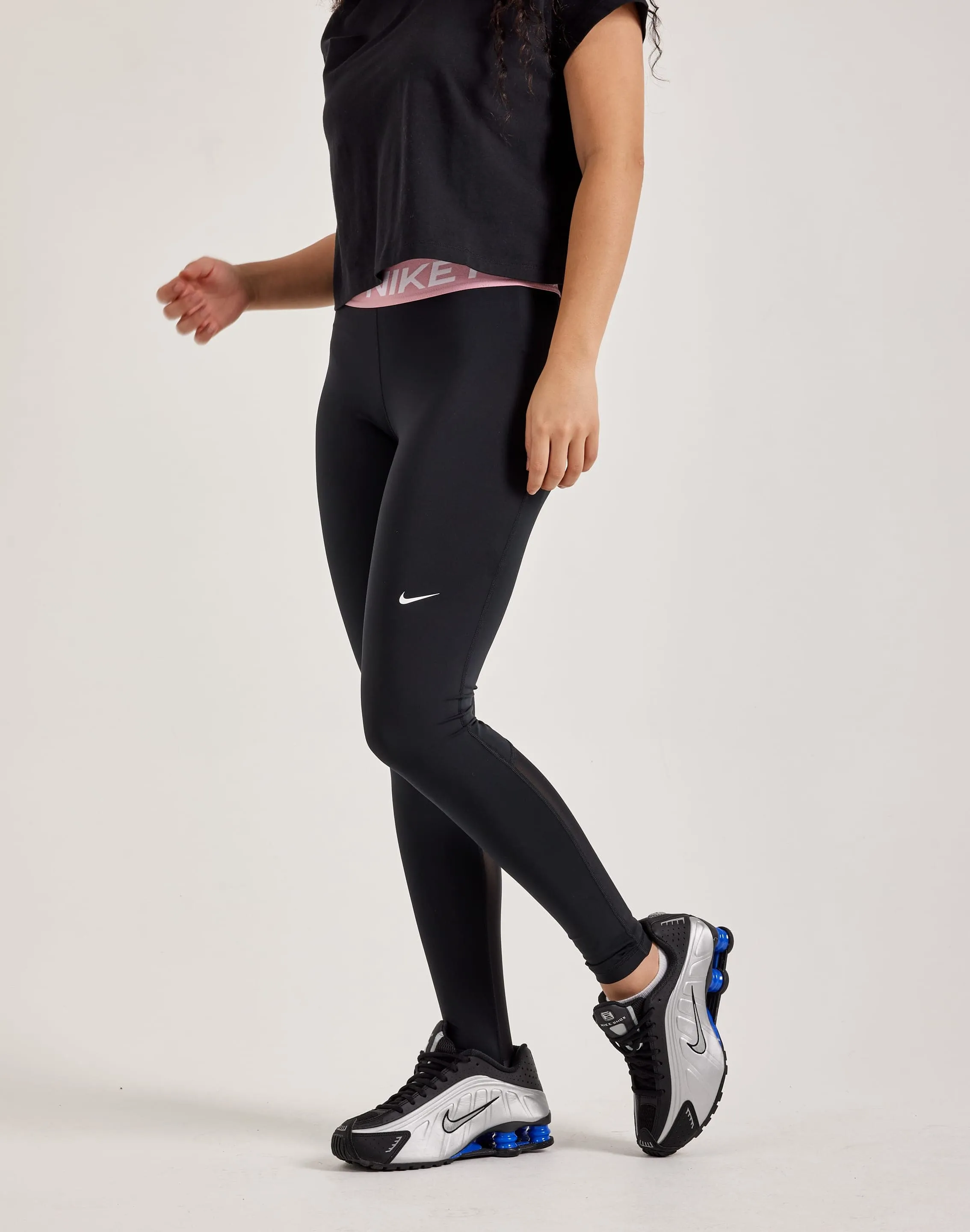 Nike Pro Mid-Rise Mesh-Paneled Leggings