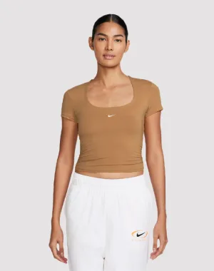 Nike Sportswear Chill Knit Short-Sleeve Square-Neck Top