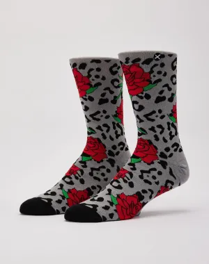 Odd Sox Leopard Roses Crew Socks