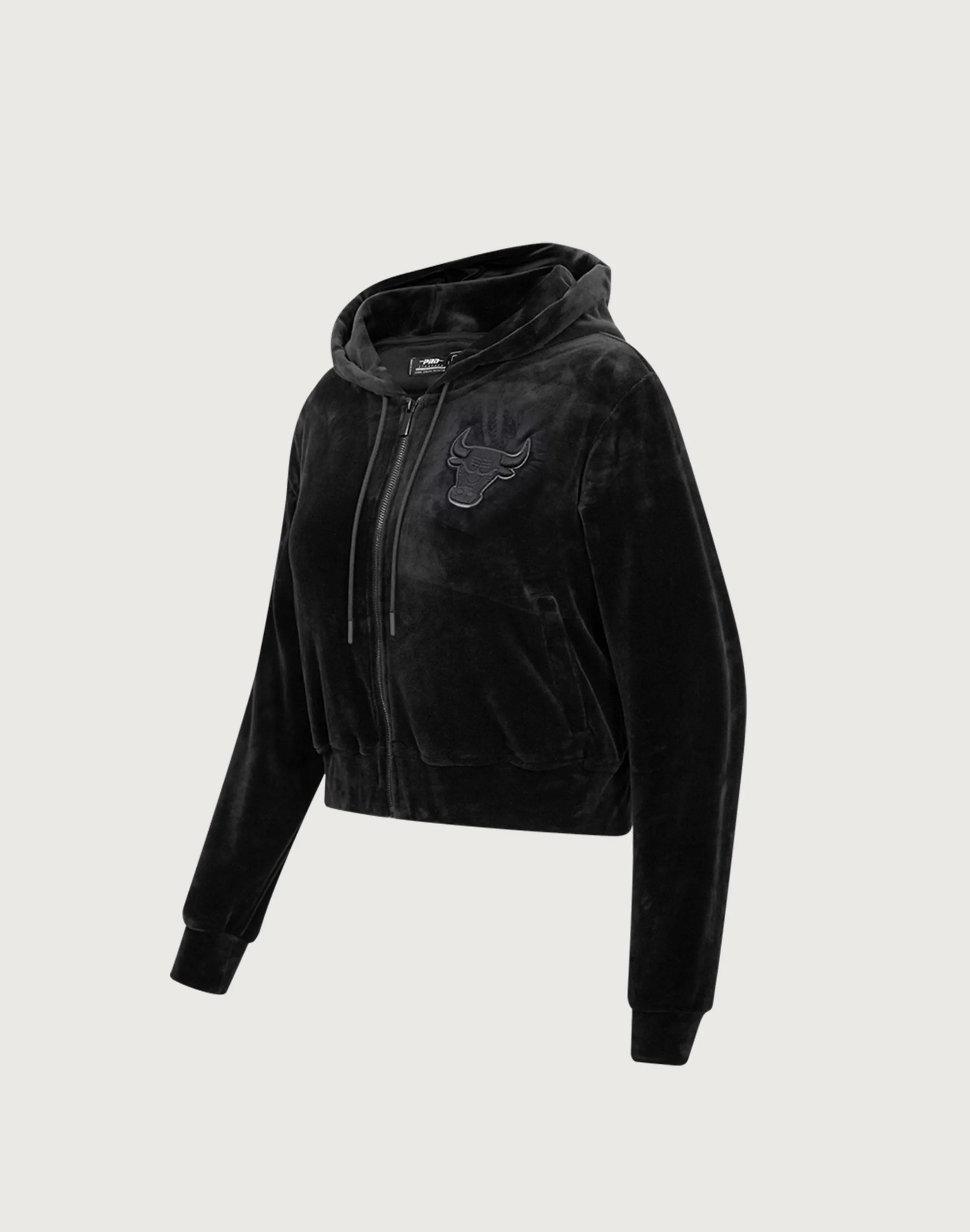 Pro Standard Chicago Bulls Triple Black Velour Zip Hoodie