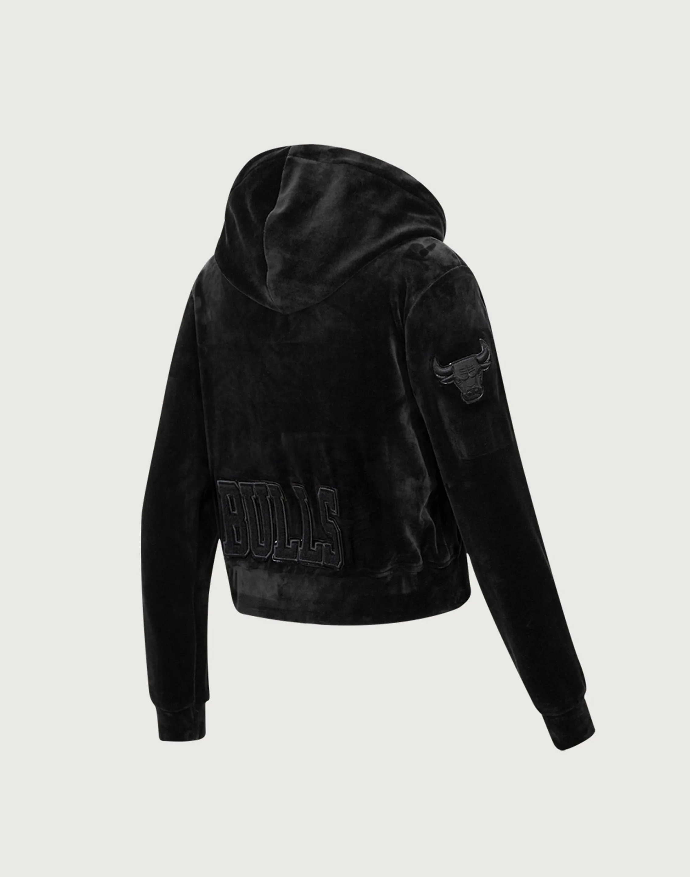 Pro Standard Chicago Bulls Triple Black Velour Zip Hoodie