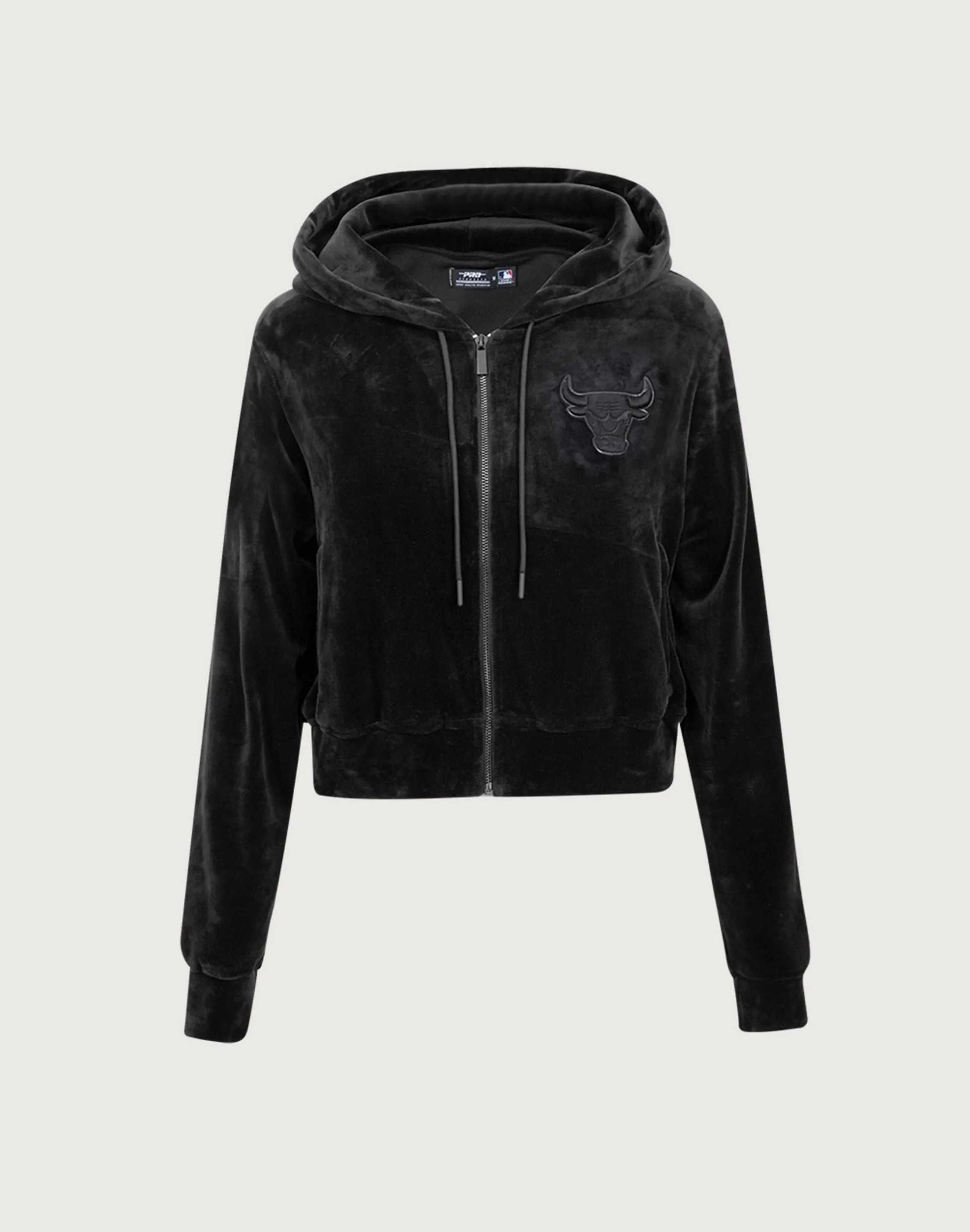 Pro Standard Chicago Bulls Triple Black Velour Zip Hoodie
