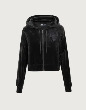 Pro Standard Chicago Bulls Triple Black Velour Zip Hoodie