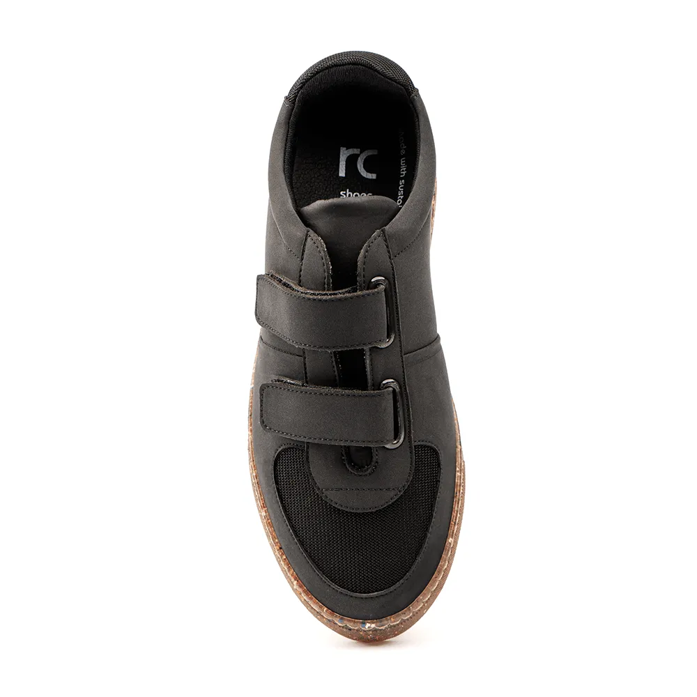 RC Double Velcro Vegan Leather Sneakers | Black