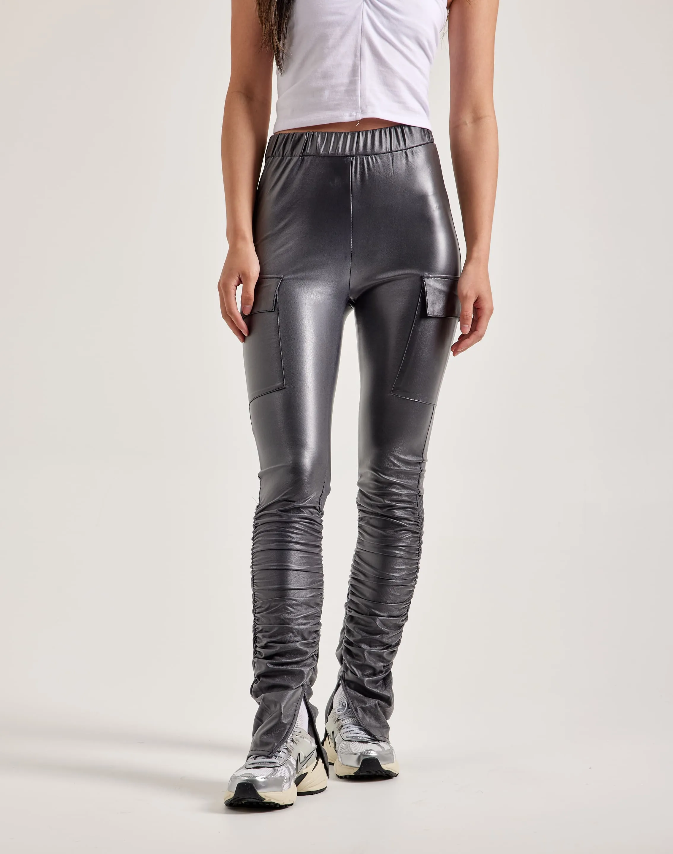 Red Fox Stacked PU Leggings