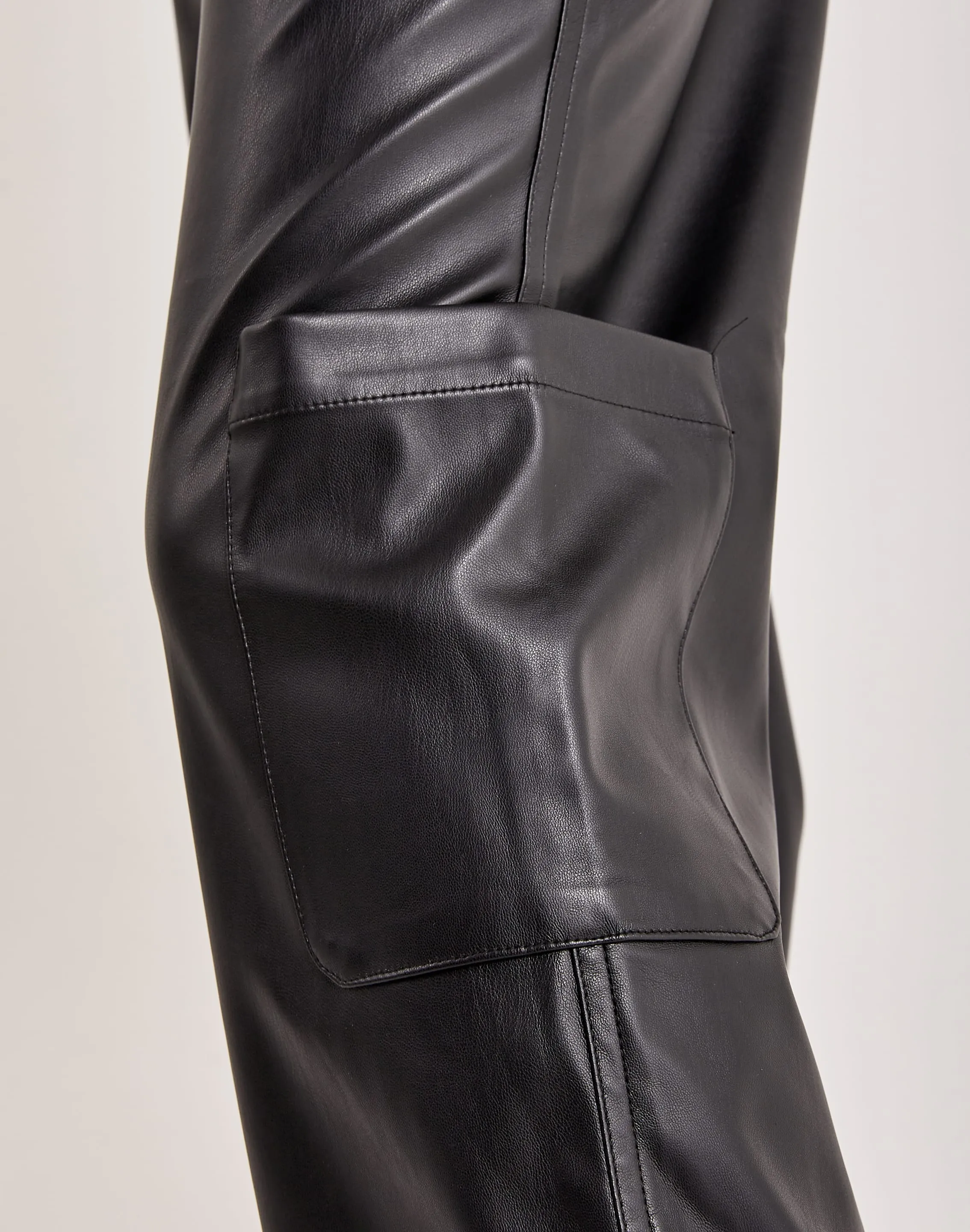 Red Fox Wide-Leg Leather Cargo Pants