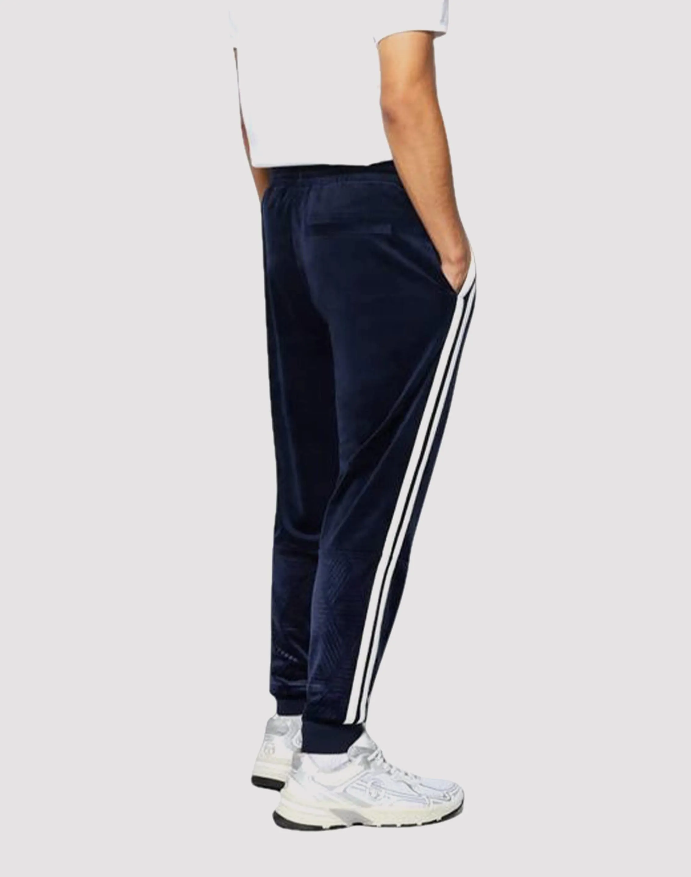 Sergio Tacchini Operations Inc Sergio Tacchini Debossed Damarindo Velour Black Track Pants