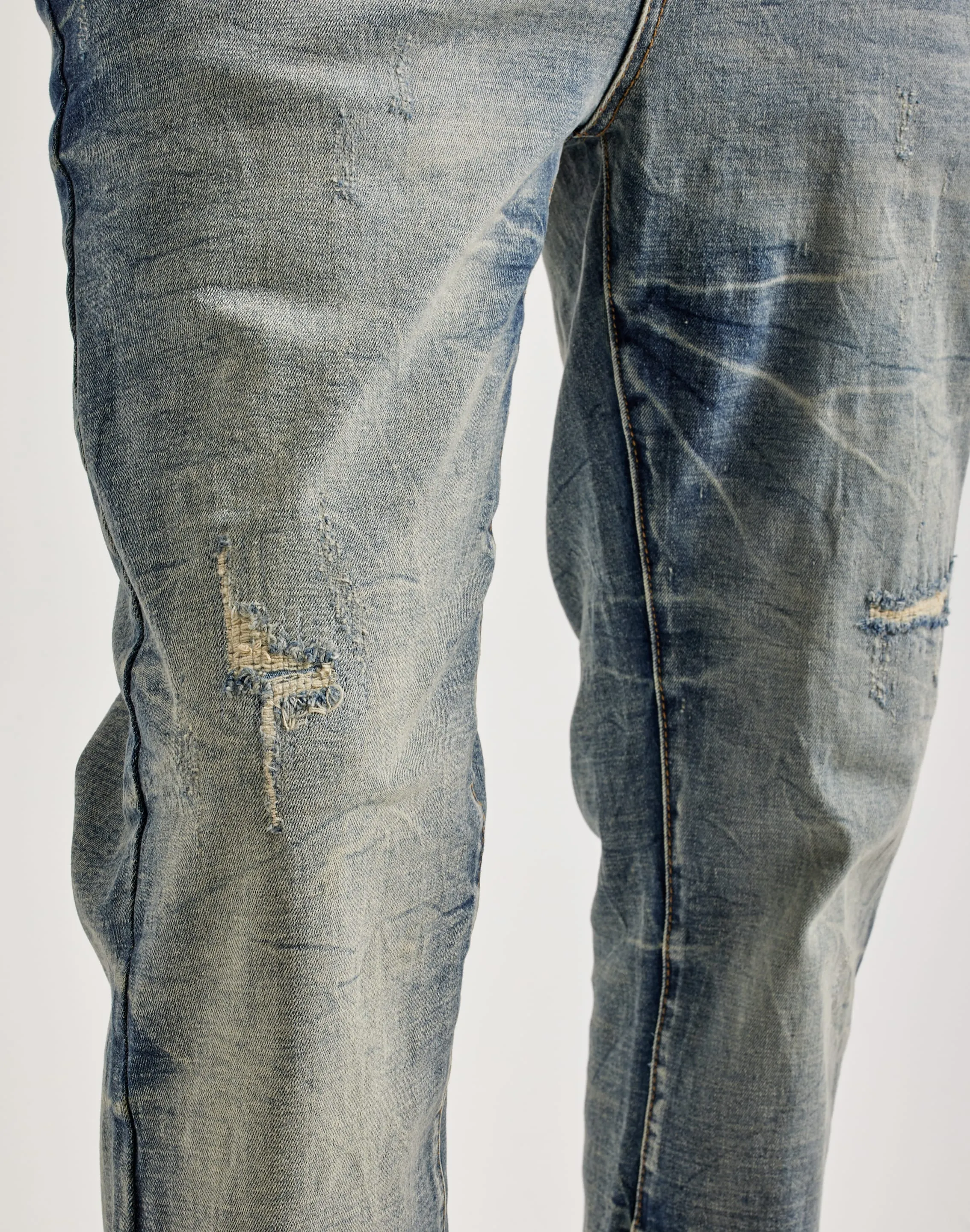 Smoke Rise Wave Effect Straight Denim Jeans