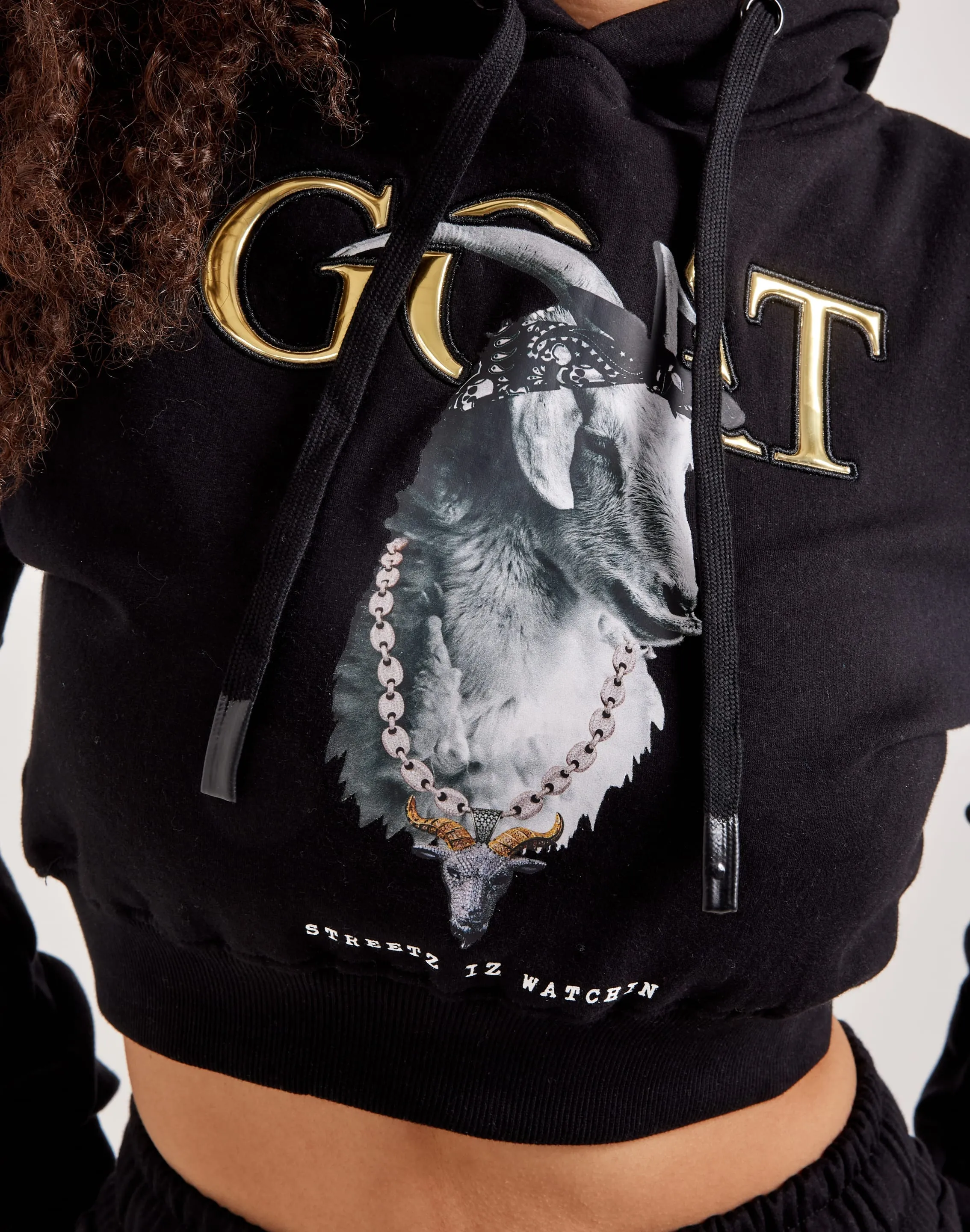 Streetz Iz Watchin Goat Cropped Pullover Hoodie