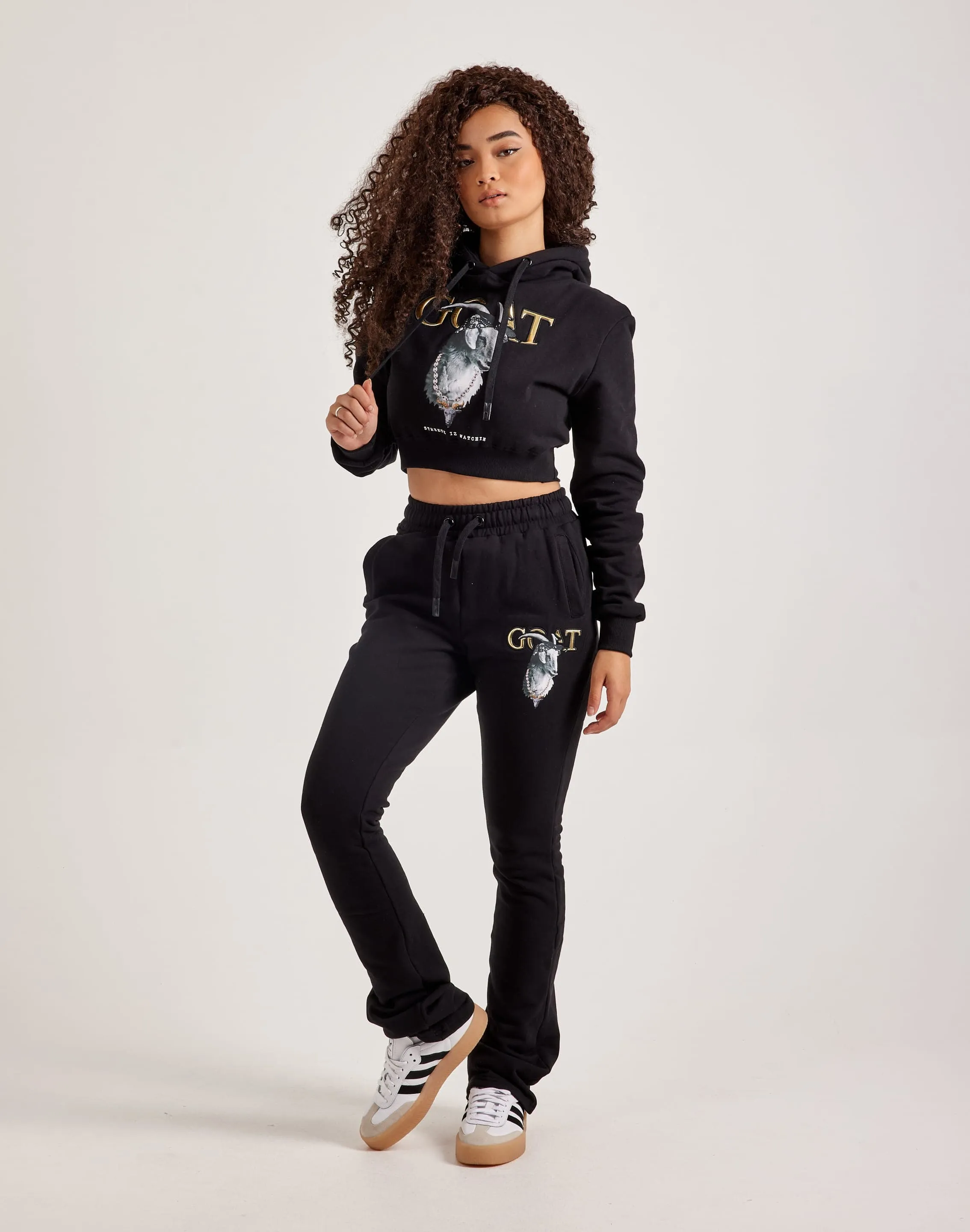 Streetz Iz Watchin Goat Cropped Pullover Hoodie