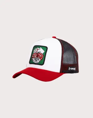 TEXTISS USA Capslab Gamble Trucker Snapback Hat-White/Red