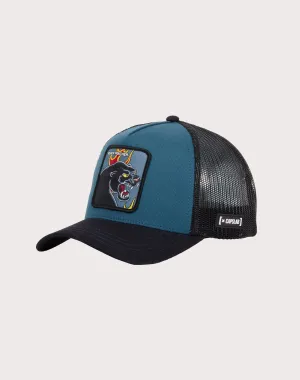 TEXTISS USA Capslab Panther Trucker Snapback Hat-DK Blue/Black