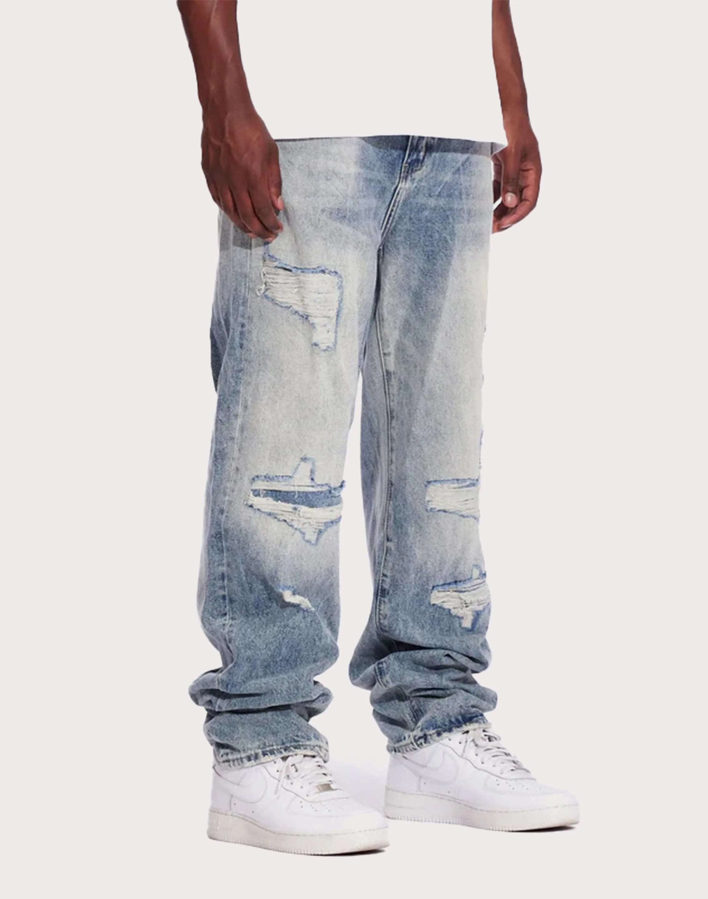 THE LEVERAGE Crysp Denim Pacific Slim Straight Jeans