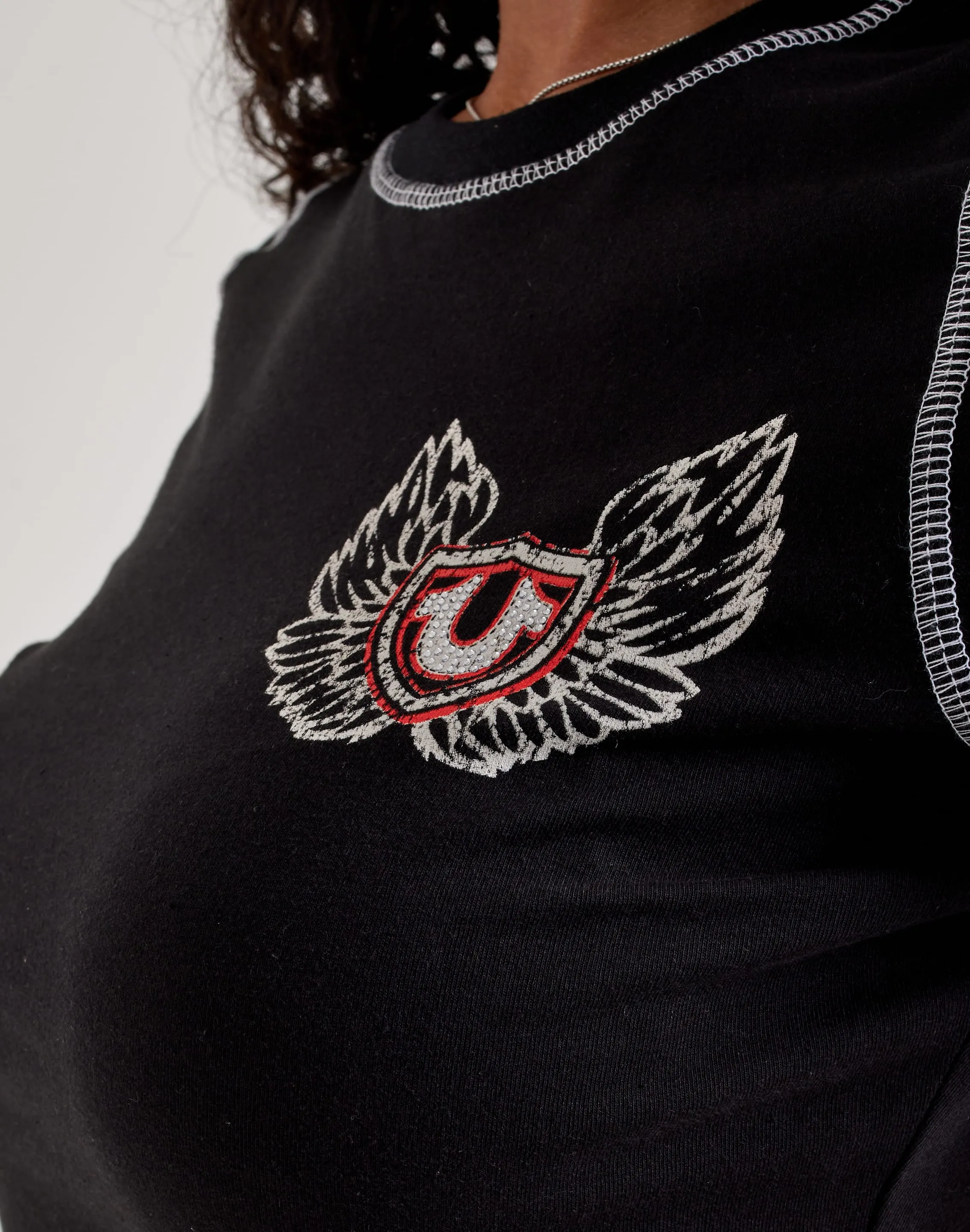 True Religion Contrast-Stitch Wing Baby Tee