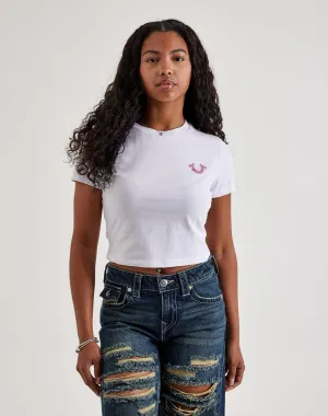 True Religion Crystal Buddha Baby Tee