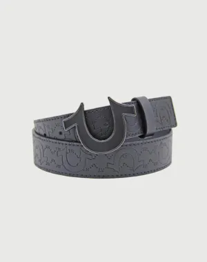 True Religion Embossed Horseshoe Enamel Buckle Belt