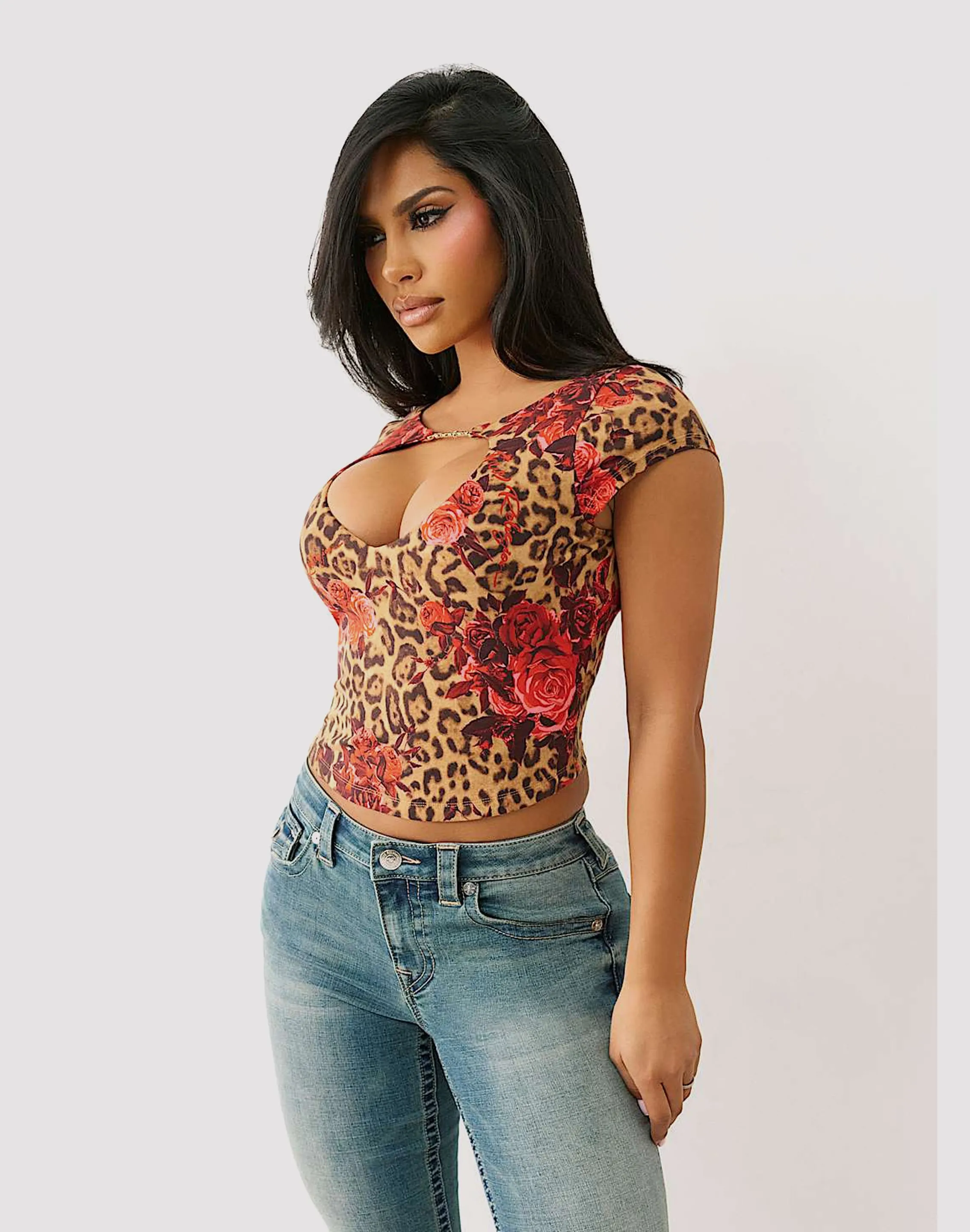 True Religion Leopard Rose Tee