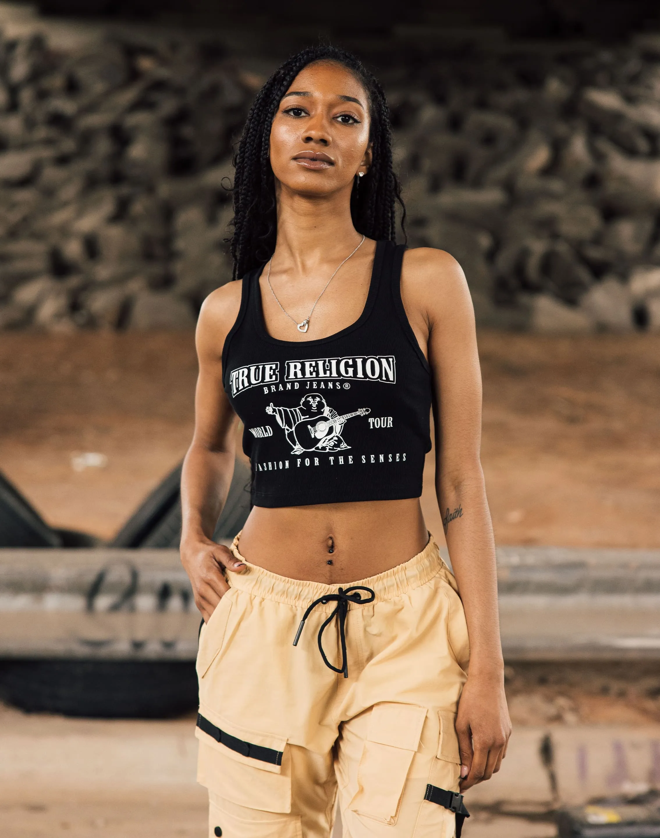 True Religion SRS Logo Crop Tank Top